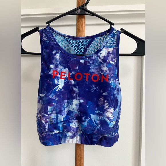 Peloton Watercolor Crop Tank Top Sleeveless Fitted Mesh/Keyhole Back sz Med - Picture 1 of 7